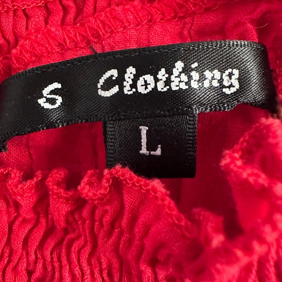 S Clothing Red & Pink Button Back Halter Embroidered Blouse. Size Large - Picture 4 of 5